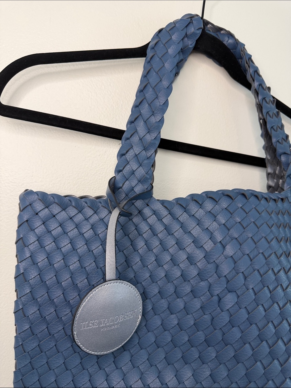 Ilse Jacobsen Reversible Tote Bag Woven Vegan Leather Orion Blue EUC - Picture 3 of 8